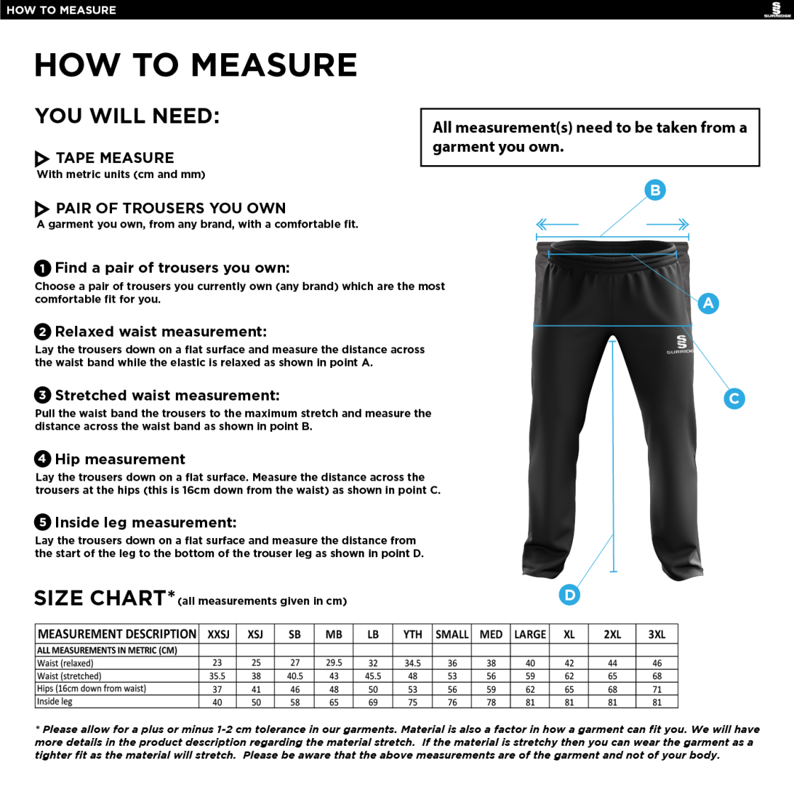SUNNINGDALE SCHOOL STAFF POPLIN TRACK PANT NAVY - male - Size Guide