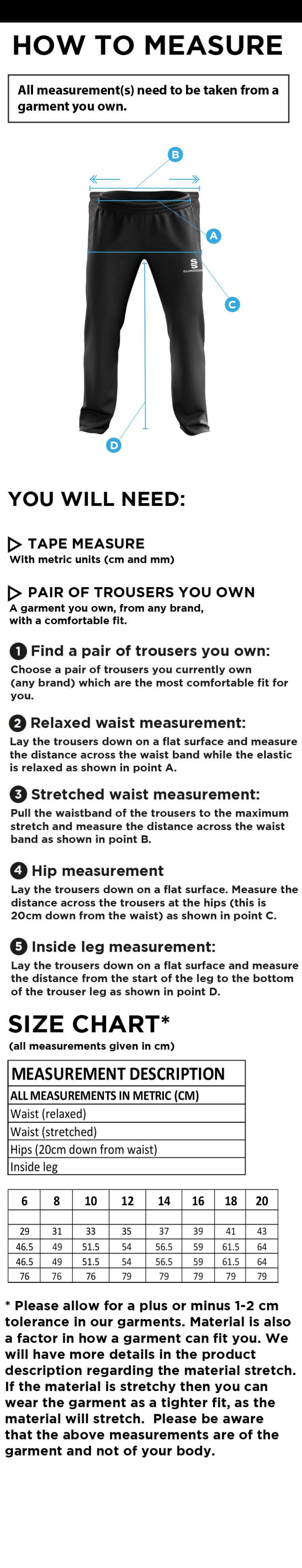 Sunningdale School Staff Poplin Track Pant Navy - female - Size Guide